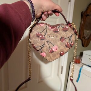 Coach Heart Cherry Crossbody Bag - Brown/Pink
